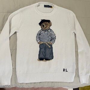 Ralph Lauren Cream Sweater with Bear Motif